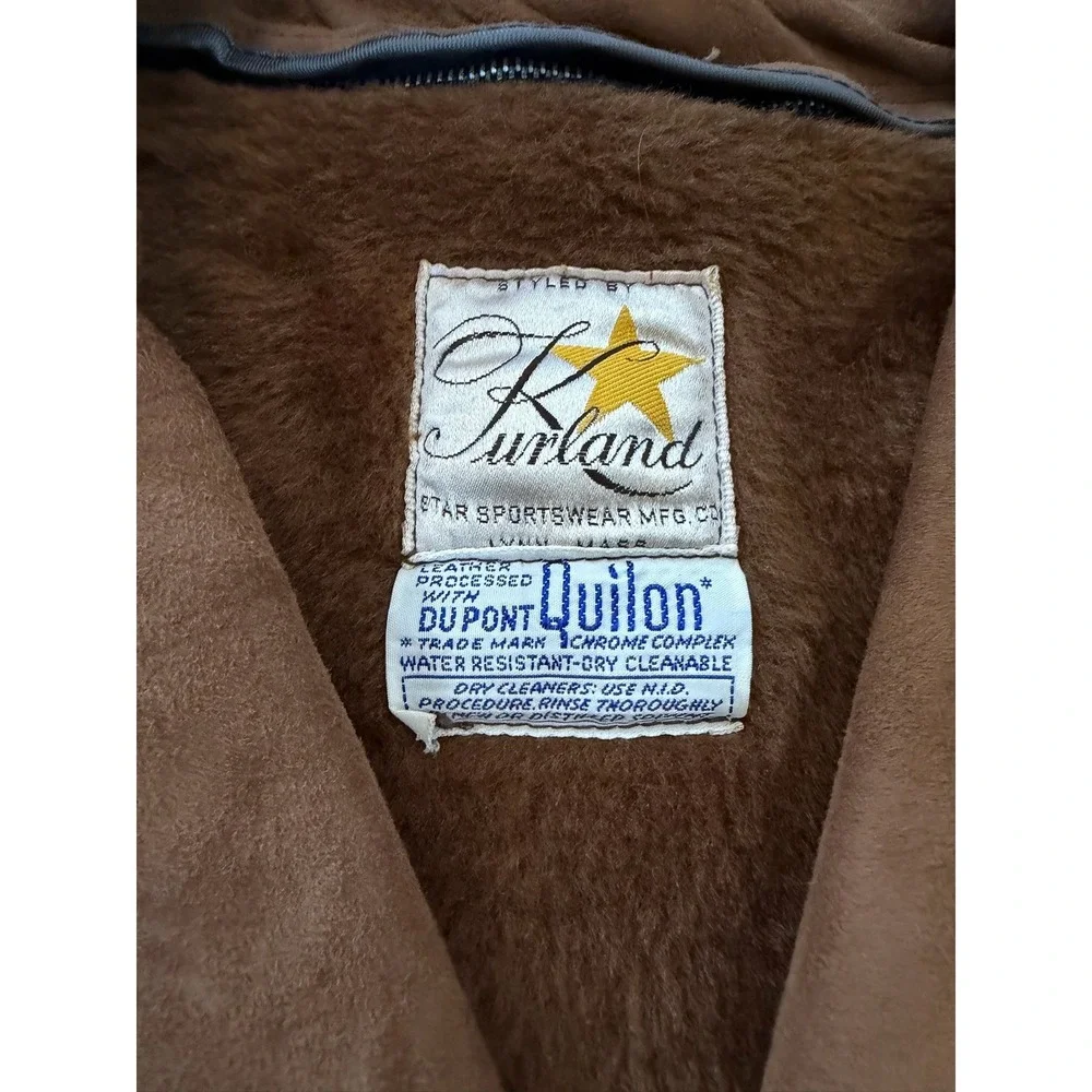 Vintage Furland Quinlon Fur Lined Suede Jacket Mens Brown Classic Style Coat XL‎